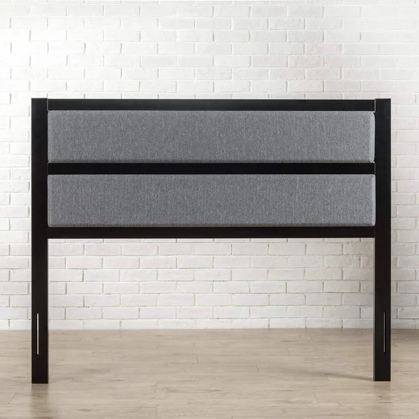 Zinus Modern Studio Upholstered Metal Headboard, Twin Upholstered Grey