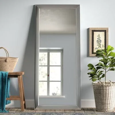 Wade Logan Industrial Modern & Contemporary Wall Mirror Size: 36x22 H x 32x22 W, Finish: Brushed Nickel