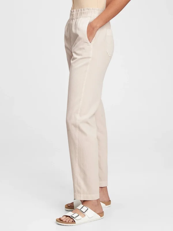 Gap Women's High Rise Paperbag Pull-On Pants with Washwell Beige Rock Size 20