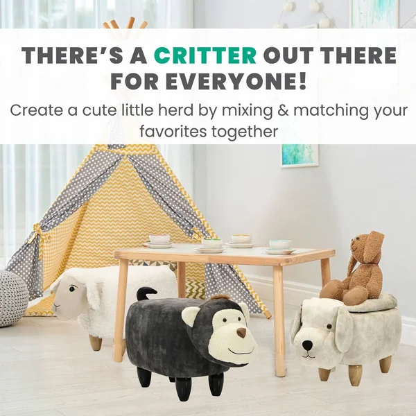 Critter Sitters Tan Elephant Animal Shape Storage Ottoman