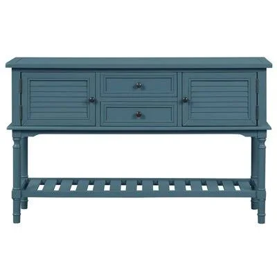 U_STYLE 47'' Modern Console Table Sofa Table for Living Room with 2 Drawers - 2 Cabinets and 1 Shelf Rosecliff Heights Color: Blu