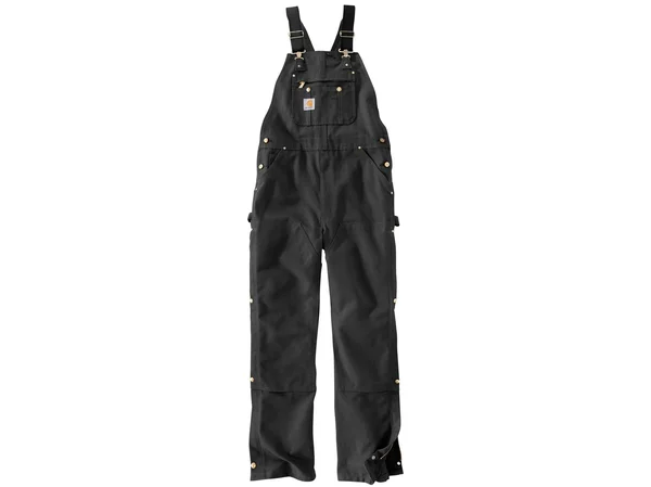 Carhartt Men's Duck Zip-to-Thigh Unlined Bib Overalls - Black