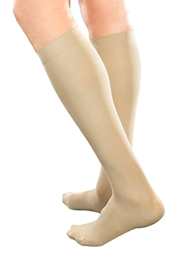Therafirm Compression Stockings - Sand - X-Large Long, Unisex Ease 20-30 mmHg Knee High w/ Silicone Band