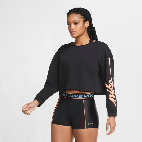 Nike Women's Femme Cropped Training Crew Sweatshirt - Large, White