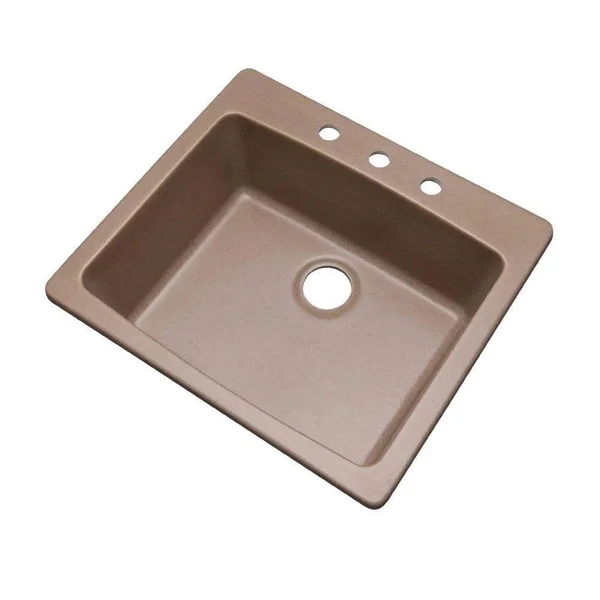 Mont Blanc Northbrook Drop-in Composite Granite 25 in. 3-Hole Single Bowl Kitchen Sink in Natural 30304Q