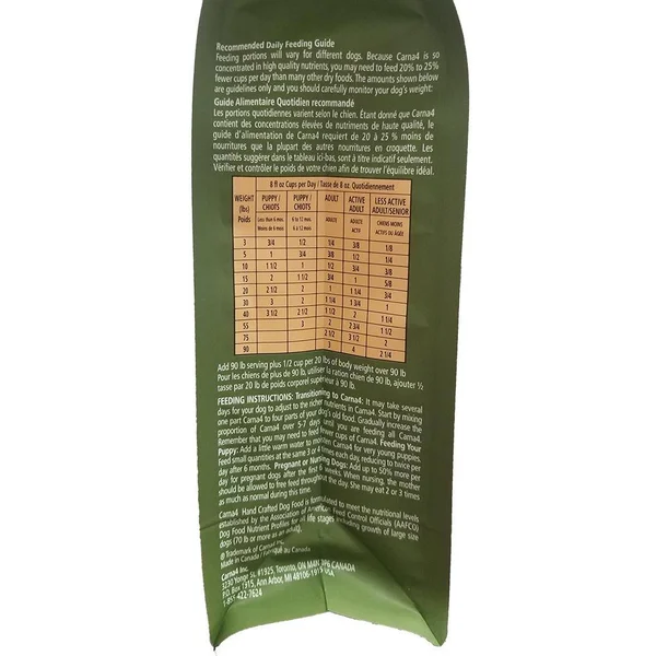 Carna4 Hand Crafted Dog Food, 13-Pound, Duck