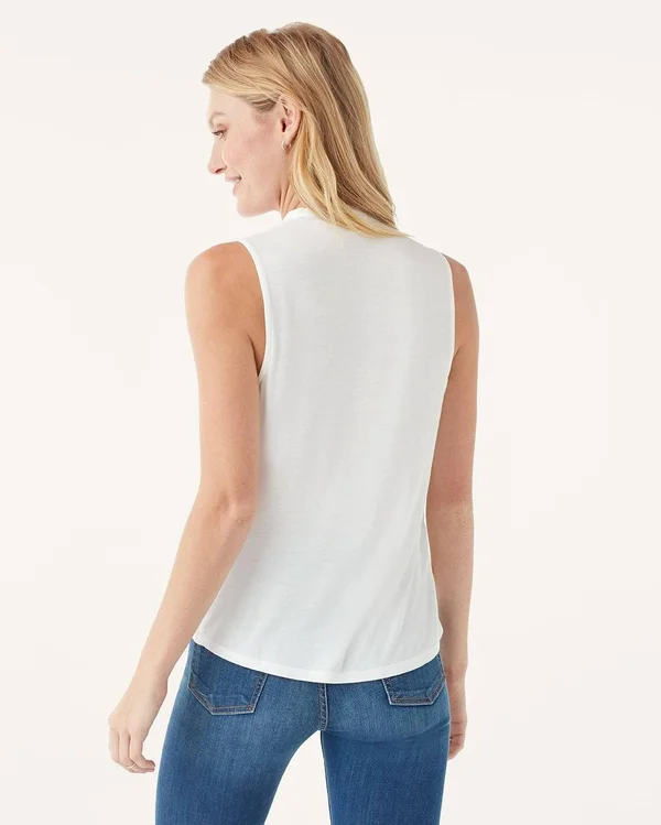 Splendid Summit Silk Mixed Media Surplice Tank (off-white) Women's Clothing