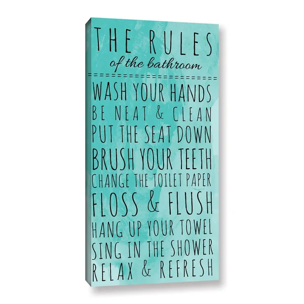 ArtWall Anna Quach&s &The Rules of The Bathroom& Gallery Wrapped Canvas - Multi - 18 x 36