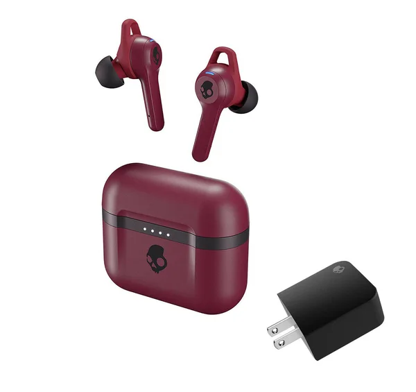 Skullcandy Indy Evo Deep Red Wireless BT Headphones W/skullcandy Wall Charger