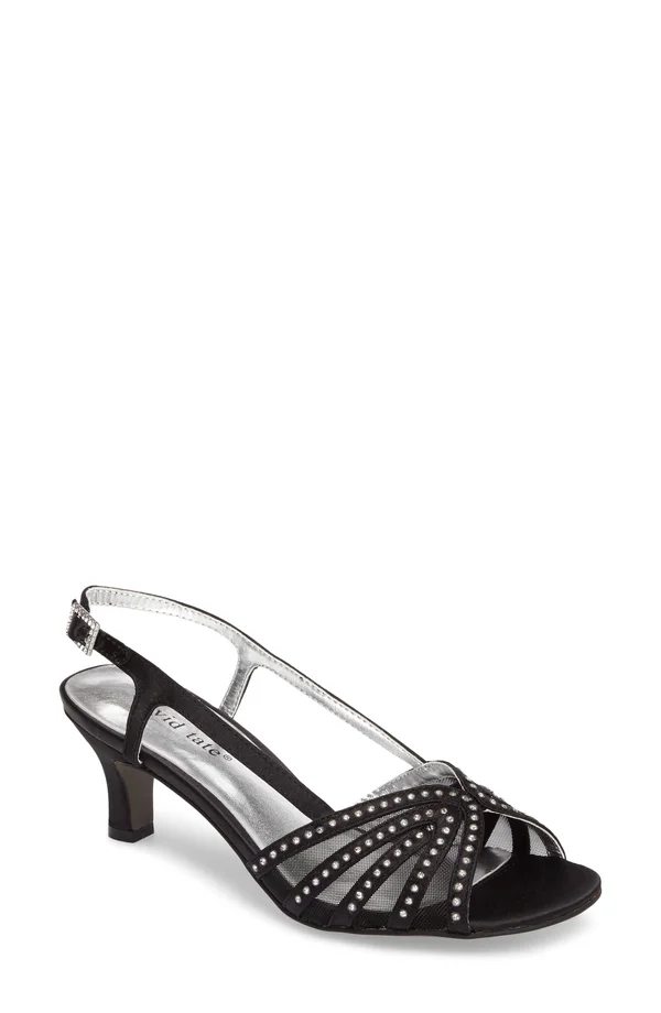 David Tate Women's Sizzle Slingback, Size: 6.5, Black Satin