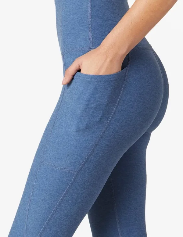 Beyond Yoga Out of Pocket Space Dye High-Waist Mid Leggings, Washed Denim, Women's, XX-S