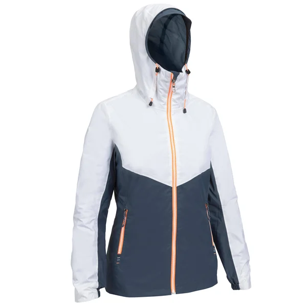 Tribord Women's 100 - Waterproof Sailing Jacket in White/Navy, Size Xs