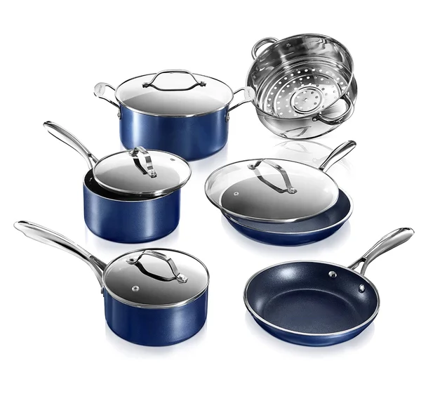 Granitestone Diamond 10-pc. Nonstick Cookware Set - Classic Blue