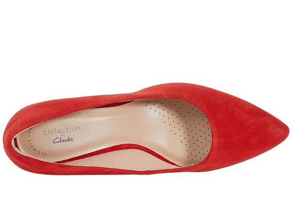 Clarks Linvale Jerica Pump - Women's, Red Suede, Size 7, Pumps
