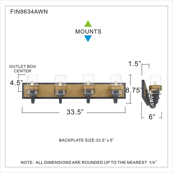 Quoizel FIN8634AWN Finch Bath Light, Aged Walnut