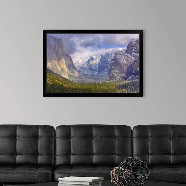The Tunnel View Yosemite National Park - California, Black Framed Wall Art, 36x24, Great Big Canvas