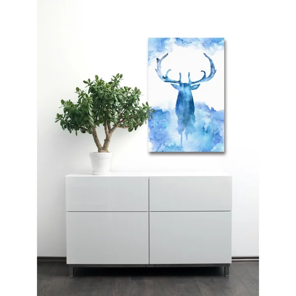 Marmont Hill - Blue Moose Painting Print on Wrapped Canvas - Blue