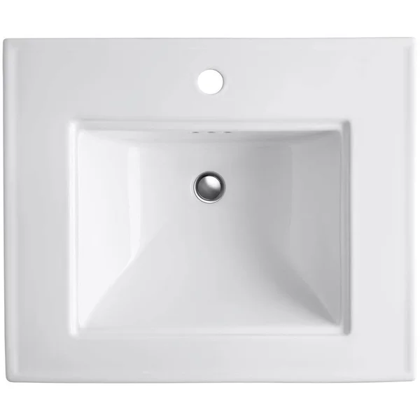 KOHLER K-2344-1-0 Memoirs Stately 24 In. Pedestal Bathroom Sink with Single Faucet Hole - White