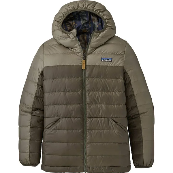 Patagonia Reversible Down Hooded Sweater - Boys& Garden Green, XL