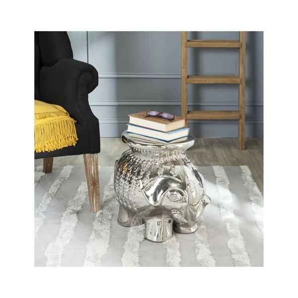 Safavieh Ceramic Elephant Garden Stool-Silver
