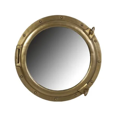 Porthole Mirror Antique Brass Finish Wall Mount 24 Inches - Size: Large