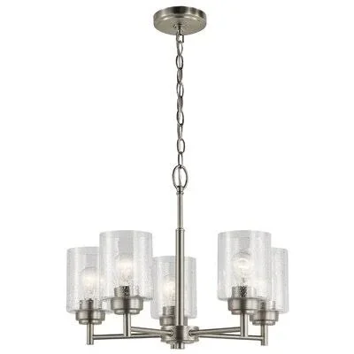 Honea 5 - Light Shaded Classic Chandelier Latitude Run Finish: Brushed Nickel