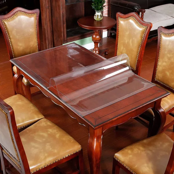 Table Protector Clear Plastic Tablecloth Protector Wipeable Protective Desk Cover PVC Vinyl Furniture Dining Tabletop Protection