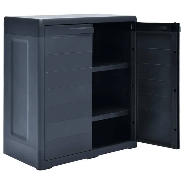 vidaXL Garden Storage Cabinet XL 30.7x22x18.1x22x37x22 Plastic - Black