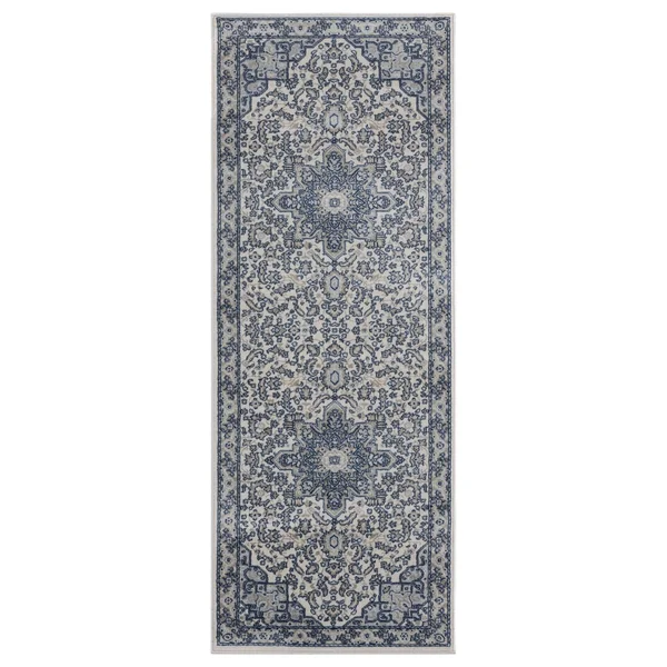 Porch & den Stoddard Geometric Floral Pattern Area Rug - 5&3x22 x 7&2x22 - Denim Blue