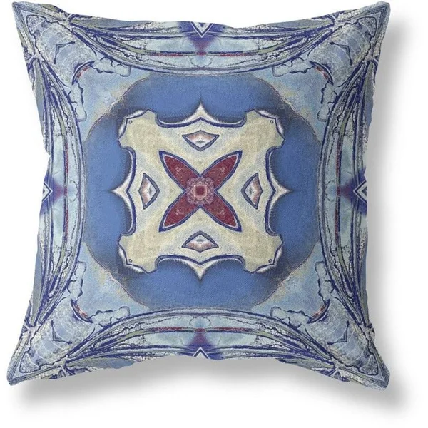 Pastel Floral Squares Zippered Pillow Sky Blue Evening Blue 26x22x26x22