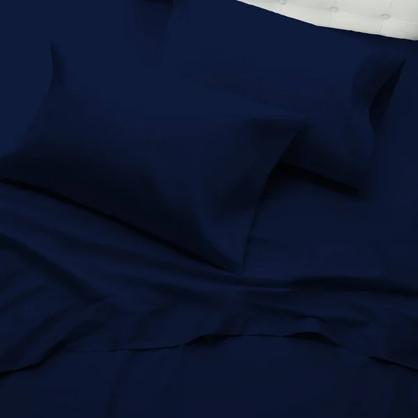 Purity Home Percale Weave Deep Pocket Organic Cotton Sheet Set Queen Navy