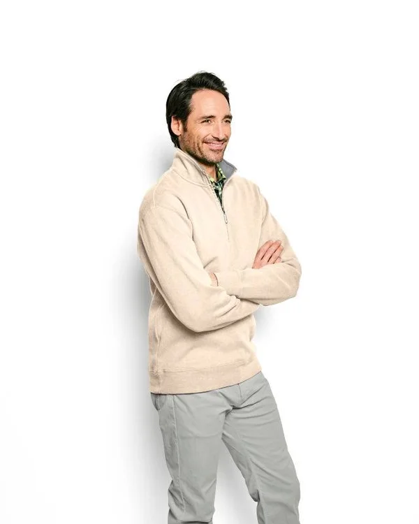 Men's Signature Softest Quarter-Zip Pullover Sweatshirt, Natural Heather, Size Medium, Cotton, Orvis