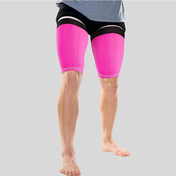 Zensah Thigh Compression Hamstring Sleeve in Neon Pink/1/Pair
