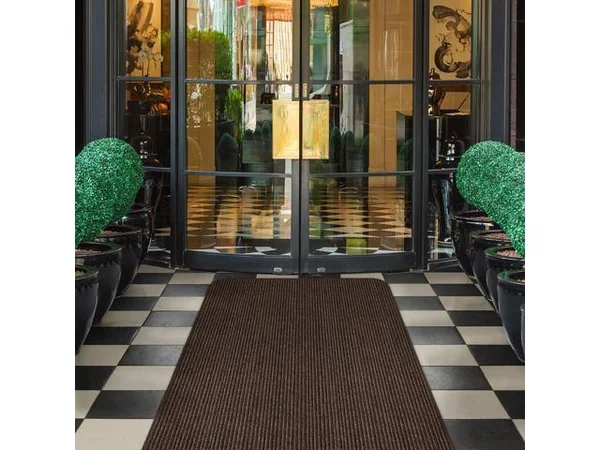 Indoor/Outdoor Double-Ribbed Carpet Runner with Skid-Resistant Rubber Backing - Bittersweet Brown - 4' x 25'