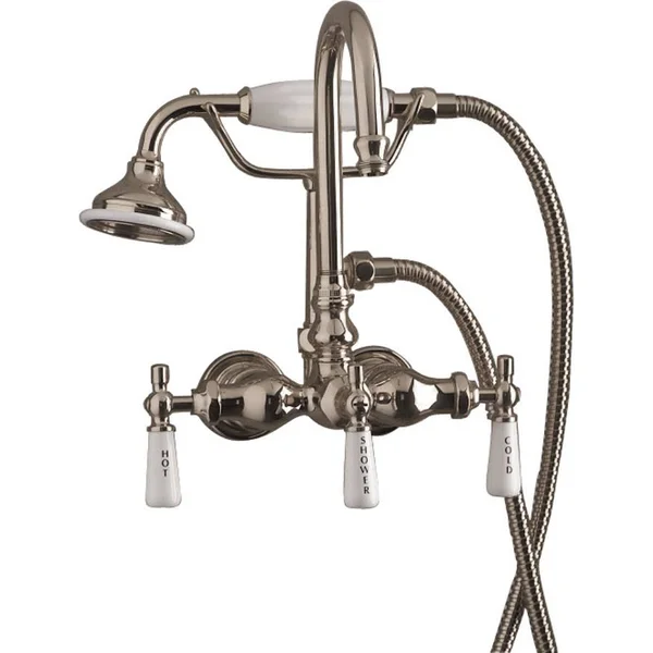 Barclay 4022-PL-PN Tub Wall-Mounted Faucet with Hand Shower - Polished Nickel
