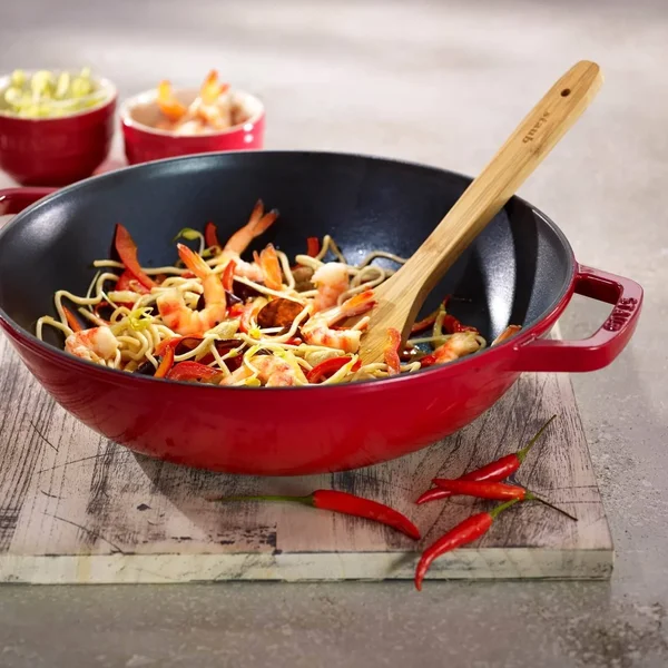 Staub - Large Wok with Glass Lid, Cherry