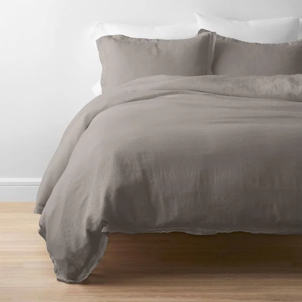 The Company Store Legends Hotel Relaxed Cinder Solid Queen Linen Duvet Cover