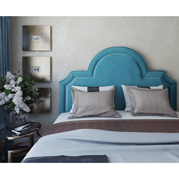 TOV Furniture Laylah King Headboard Sea Blue Velvet