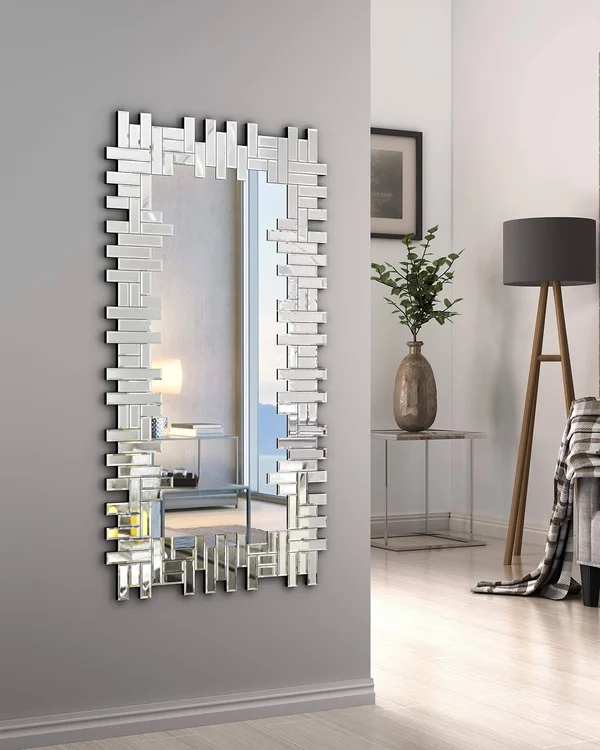 KOHROS Art Decorative Wall Mirrors Large Grecian Venetian Mirror for Hotel Home Vanity Sliver Mirror (W 24.8x22 x H 47.3x22 Rect