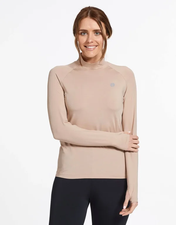UPF 50+ Sun Protective Turtleneck Base Layer for Women - Solbari Silver