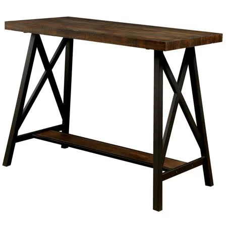 Furniture of America Deonne Industrial Pub Table - Weathered Medium Oak
