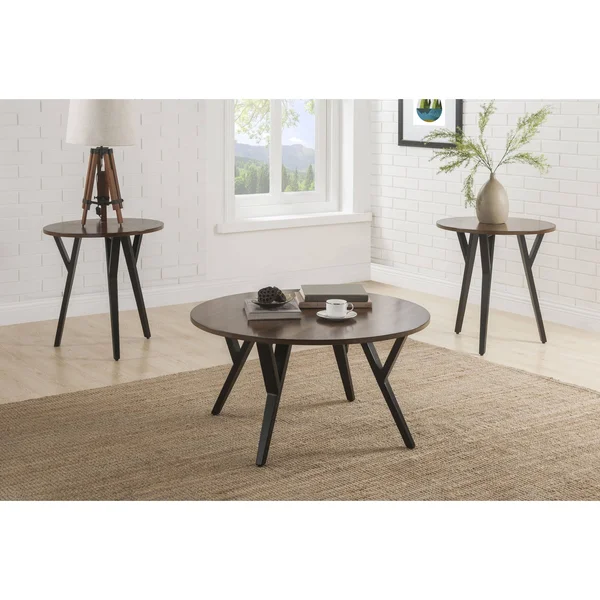 Acme 80665 3 Piece Scaevola Coffee & End Set - Oak & Black
