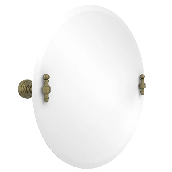 Allied Brass Frameless Round Tilt Mirror Beveled Edge Antique Brass