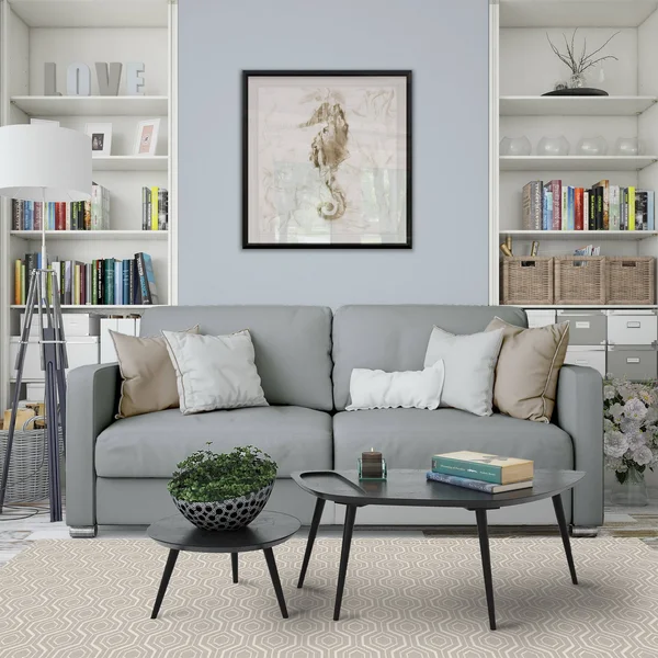 Soft Marble Seahorse -Framed Giclee Print - 28x28