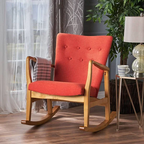 Brayden Studio Sauceda Fabric Rocking Chair, Muted Orange