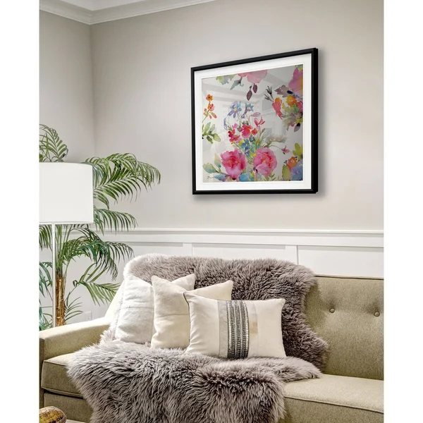 Watercolor Flower Composition I -Framed Giclee Print - 38x38