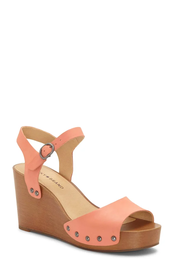 Women's Lucky Brand Zashti Wedge Sandal, Size: 5.5, Angora