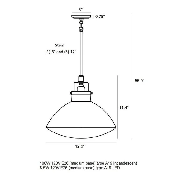 Sea Gull Lighting 6514501-962 Belton Pendant Light Brushed Nickel
