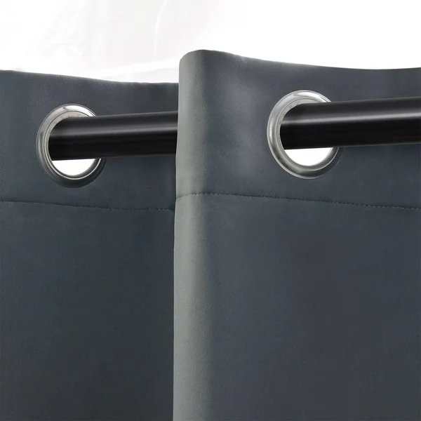 Superior Solid Insulated Thermal Blackout Grommet Curtain Panel Set Chrome Blackout