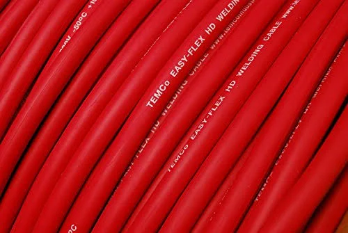 TEMCo Wc0133-25 ft 2 Gauge AWG Welding Lead & Car Battery Cable Copper Wire Red, Made in USA